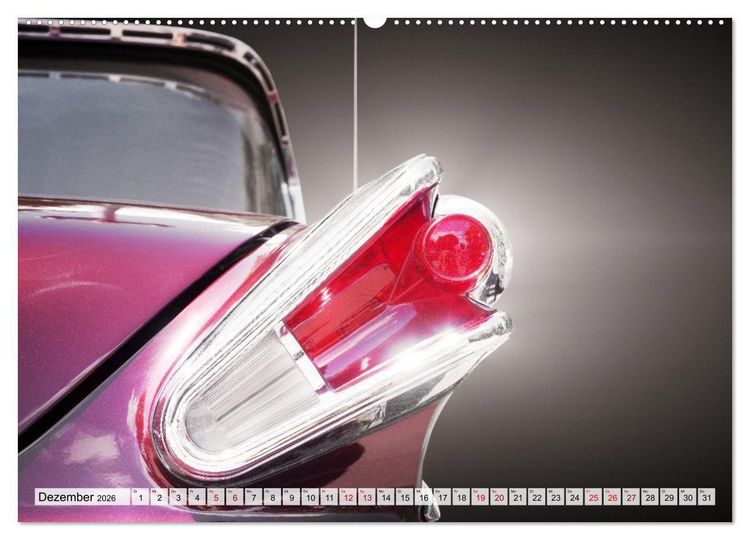 Produktbild: US Klassiker Farbenfrohe Heckansichten (hochwertiger Premium Wandkalender 2026 DIN A2 quer), Kunstdruck in Hochglanz