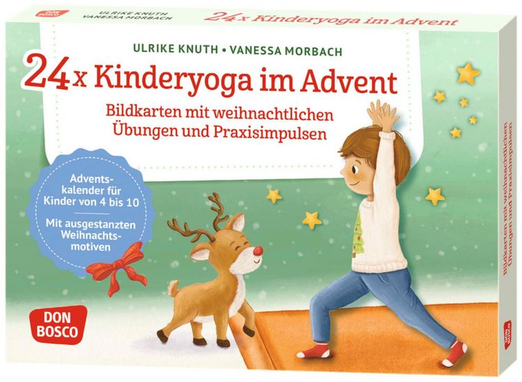 Produktbild: 24 x Kinderyoga im Advent. Bildkarten mit weihnachtlichen &Uuml;bungen und Praxisimpulsen