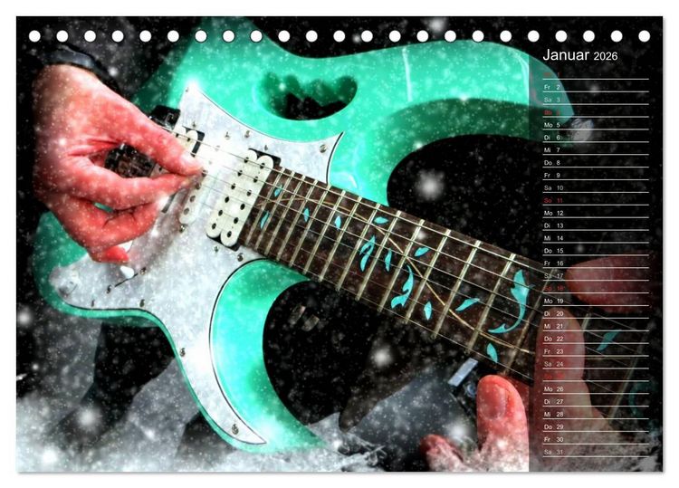 Produktbild: Rockgitarren Power (Tischkalender 2026 DIN A5 quer), CALVENDO Monatskalender