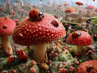Produktbild: CALVENDO Puzzle Stadtleben auf Fliegenpilzen | 1000 Teile Lege-Gr&ouml;&szlig;e 64x48cm Foto-Puzzle f&uuml;r gl&uuml;ckliche Stunden