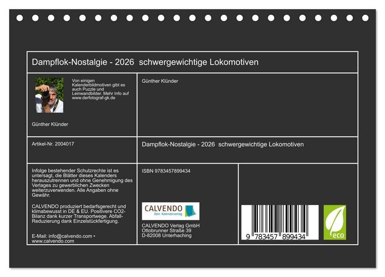 Produktbild: Dampflok-Nostalgie - 2026 schwergewichtige Lokomotiven (Tischkalender 2026 DIN A5 quer), CALVENDO Monatskalender
