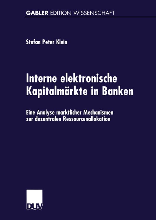 Produktbild: Interne elektronische Kapitalm&auml;rkte in Banken