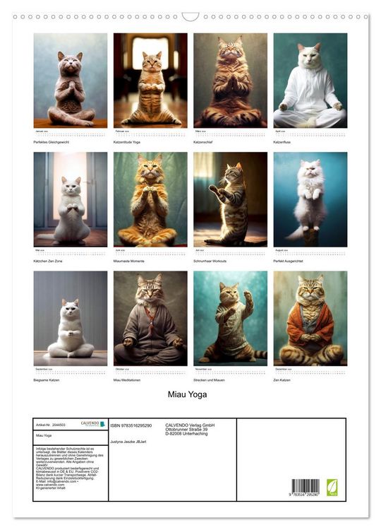 Produktbild: Miau Yoga (Wandkalender 2026 DIN A2 hoch), CALVENDO Monatskalender