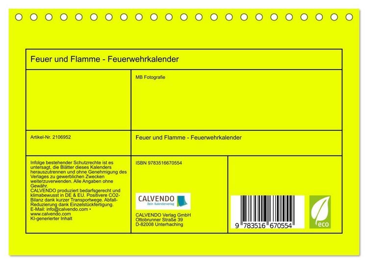Produktbild: Feuer und Flamme - Feuerwehrkalender (Tischkalender 2026 DIN A5 quer), CALVENDO Monatskalender