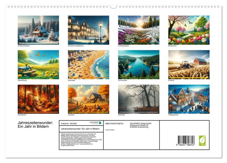 Produktbild: Jahreszeitenwunder: Ein Jahr in Bildern (hochwertiger Premium Wandkalender 2026 DIN A2 quer), Kunstdruck in Hochglanz