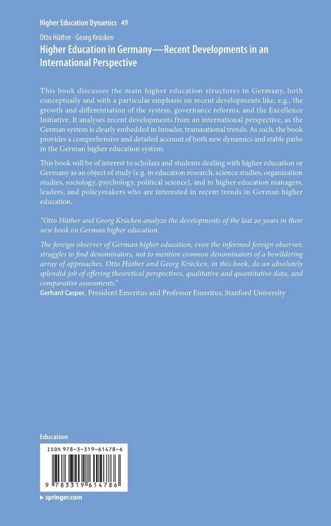 Produktbild: Higher Education in Germany&mdash;Recent Developments in an International Perspective