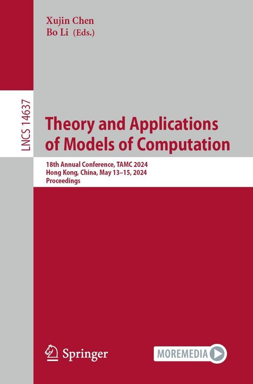 Produktbild: Theory and Applications of Models of Computation