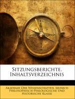 Produktbild: Sitzungsberichte. Inhaltsverzeichnis