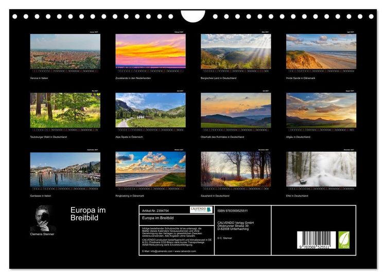 Produktbild: Europa im Breitbild (Wandkalender 2027 DIN A4 quer), CALVENDO Monatskalender