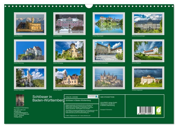 Produktbild: Schl&ouml;sser in Baden-W&uuml;rttemberg (Wandkalender 2027 DIN A3 quer), CALVENDO Monatskalender