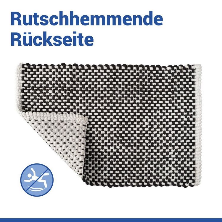 Produktbild: Badteppich Mod. Covelo Wei&szlig;-Anthrazit, 50 x 80 cm, rutschfest und waschbar bis 30 &deg;C
