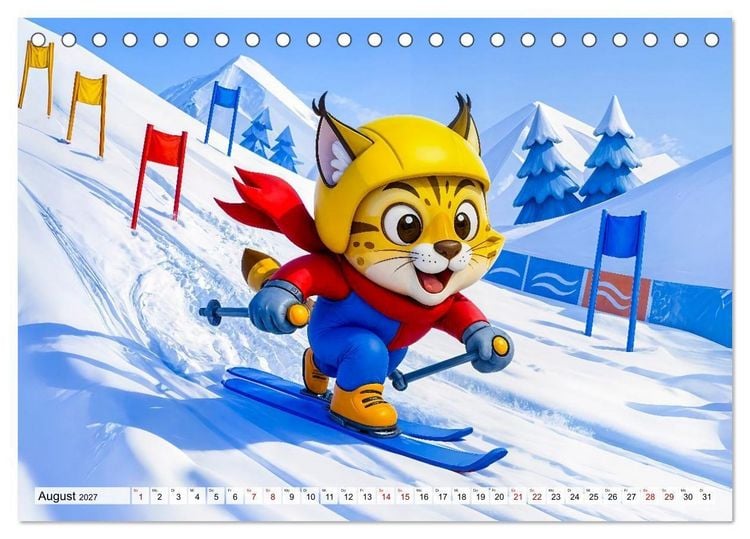 Produktbild: Tierischer Wintersport - Lustige Tiere im Schnee (Tischkalender 2027 DIN A5 quer), CALVENDO Monatskalender