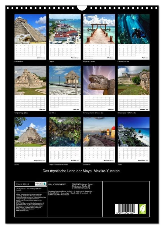 Produktbild: Das mystische Land der Maya. Mexiko-Yucatan (Wandkalender 2026 DIN A3 hoch), CALVENDO Monatskalender