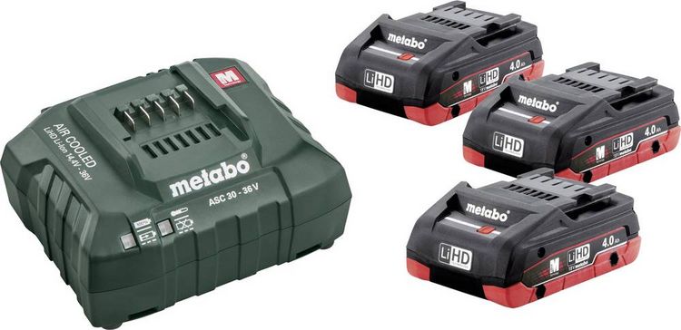 Produktbild: Metabo 685132000 Basic-Set 3 x LiHD 4.0 Ah Werkzeug-Akku und Ladeger&auml;t 4.0 Ah LiHD