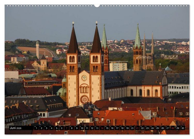 Produktbild: W&uuml;rzburg am Abend (hochwertiger Premium Wandkalender 2026 DIN A2 quer), Kunstdruck in Hochglanz