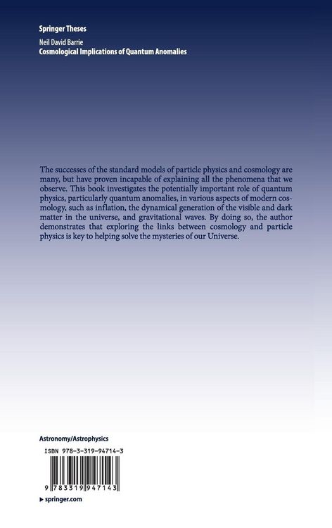 Produktbild: Cosmological Implications of Quantum Anomalies