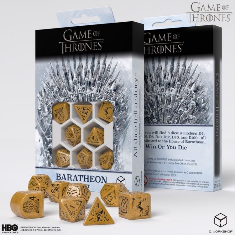 Produktbild: Q-Workshop QWO97737 - Game of Thrones, Baratheon Dice Set, 8-teilig