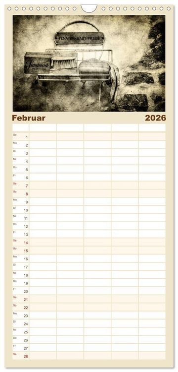 Produktbild: Familienplaner 2026 - Retro mit 5 Spalten (Wandkalender, 21 x 45 cm) CALVENDO