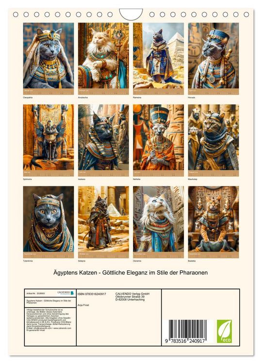 Produktbild: &Auml;gyptens Katzen - G&ouml;ttliche Eleganz im Stile der Pharaonen (Wandkalender 2026 DIN A4 hoch), CALVENDO Monatskalender