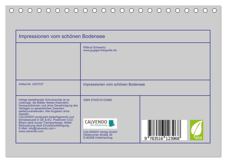 Produktbild: Impressionen vom sch&ouml;nen Bodensee (Tischkalender 2026 DIN A5 quer), CALVENDO Monatskalender