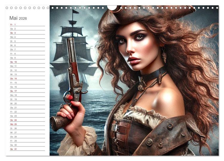 Produktbild: KI Piraten - Abenteuer der Seer&auml;uber auf hoher See (Wandkalender 2026 DIN A3 quer), CALVENDO Monatskalender