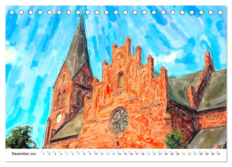 Produktbild: Warnem&uuml;nde - Die Ostseestadt illustriert in Aquarell (Tischkalender 2026 DIN A5 quer), CALVENDO Monatskalender