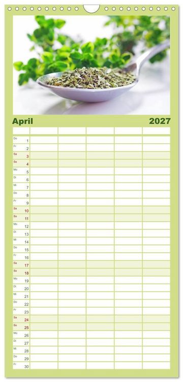 Produktbild: Familienplaner 2027 - Helfende Kr&auml;uter aus dem Garten mit 5 Spalten (Wandkalender, 21 x 45 cm) CALVENDO