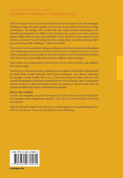 Produktbild: Foundations of Mathematics: A Preparatory Course