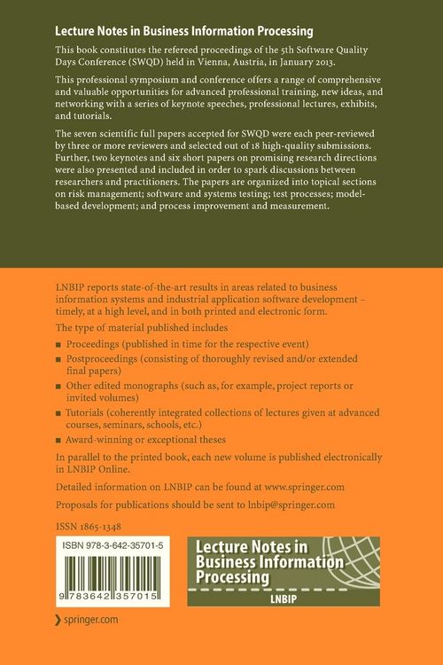 Produktbild: Software Quality. Increasing Value in Software and Systems Development