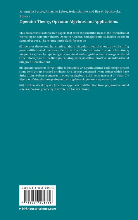 Produktbild: Operator Theory, Operator Algebras and Applications