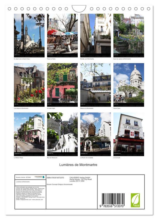 Produktbild: Lumi&egrave;res de Montmartre (Calendrier mural 2026 DIN A4 horizontal), CALVENDO calendrier mensuel