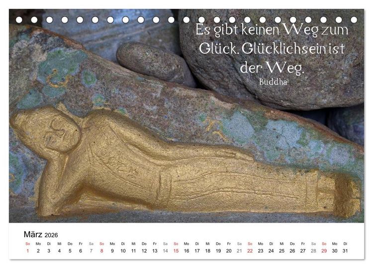 Produktbild: Reisefreu(n)de: Leben in Harmonie - buddhistische Zitate (Tischkalender 2026 DIN A5 quer), CALVENDO Monatskalender