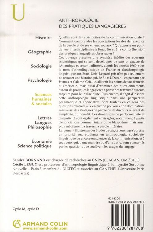 Produktbild: Anthropologie des Pratiques Langagieres