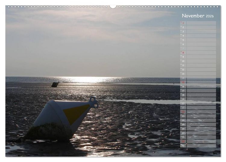 Produktbild: Strandspaziergang / Geburtstagskalender (hochwertiger Premium Wandkalender 2026 DIN A2 quer), Kunstdruck in Hochglanz