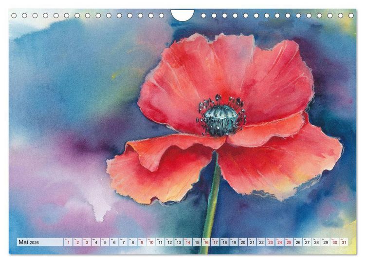 Produktbild: Blumenaquarelle aus der N&auml;he (Wandkalender 2026 DIN A4 quer), CALVENDO Monatskalender