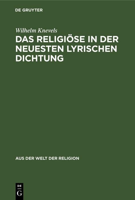 Produktbild: Das Religi&ouml;se in der neuesten lyrischen Dichtung