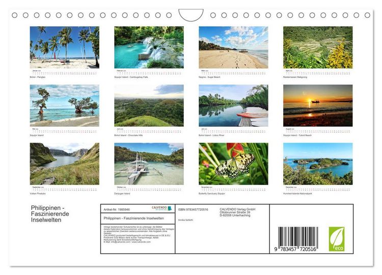 Produktbild: Philippinen - Faszinierende Inselwelten (Wandkalender 2026 DIN A4 quer), CALVENDO Monatskalender
