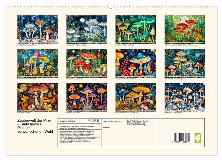 Produktbild: Zauberwelt der Pilze - Fantasievolle Pilze im verwunschenen Wald (hochwertiger Premium Wandkalender 2026 DIN A2 quer), Kunstdruck in Hochglanz