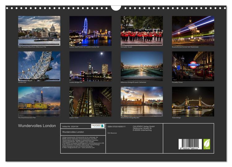 Produktbild: Wundervolles London (Wandkalender 2026 DIN A3 quer), CALVENDO Monatskalender