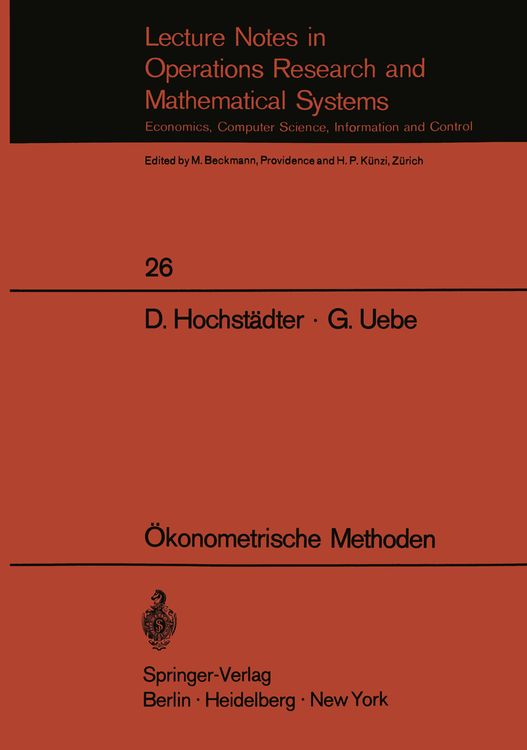Bild vom Artikel Ökonometrische Methoden vom Autor Dieter Hochstädter