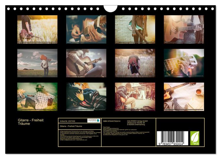 Produktbild: Gitarre - Freiheit Tr&auml;ume (Wandkalender 2026 DIN A4 quer), CALVENDO Monatskalender