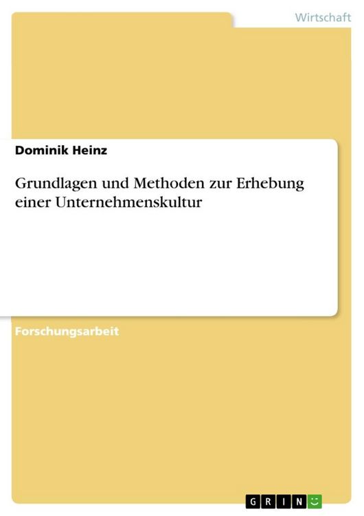Produktbild: Grundlagen und Methoden zur Erhebung einer Unternehmenskultur