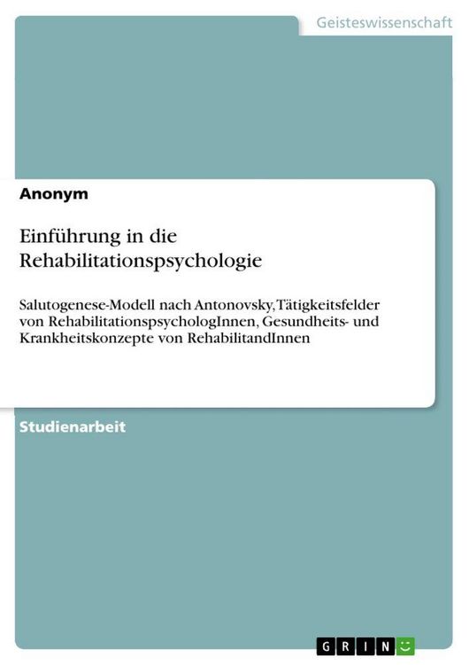 Produktbild: Einf&uuml;hrung in die Rehabilitationspsychologie