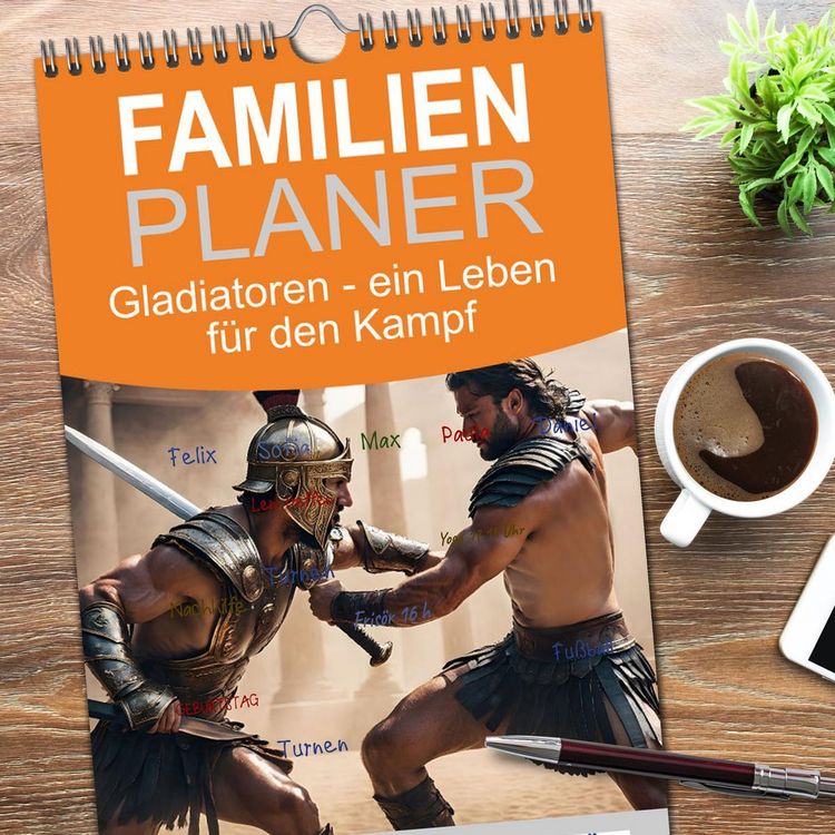Produktbild: Familienplaner 2026 - Gladiatoren - ein Leben f&uuml;r den Kampf mit 5 Spalten (Wandkalender, 21 x 45 cm) CALVENDO