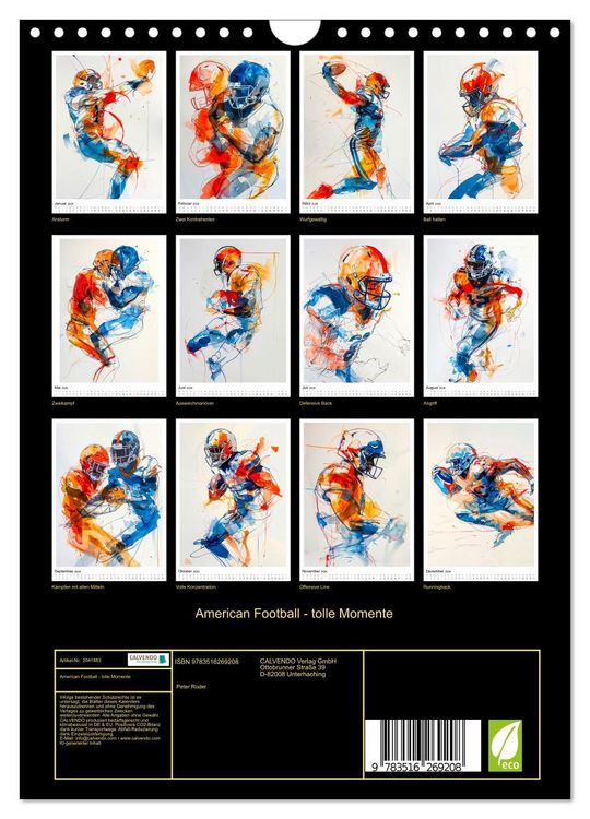 Produktbild: American Football - tolle Momente (Wandkalender 2026 DIN A4 hoch), CALVENDO Monatskalender