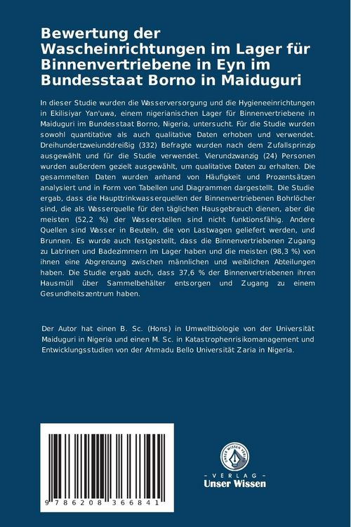 Produktbild: Bewertung der Wascheinrichtungen im Lager f&uuml;r Binnenvertriebene in Eyn im Bundesstaat Borno in Maiduguri