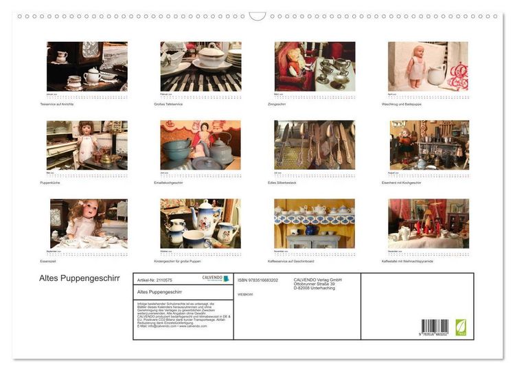 Produktbild: Altes Puppengeschirr (Wandkalender 2026 DIN A2 quer), CALVENDO Monatskalender