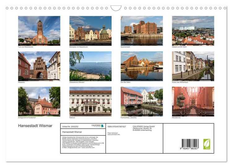 Produktbild: Hansestadt Wismar (Wandkalender 2026 DIN A3 quer), CALVENDO Monatskalender