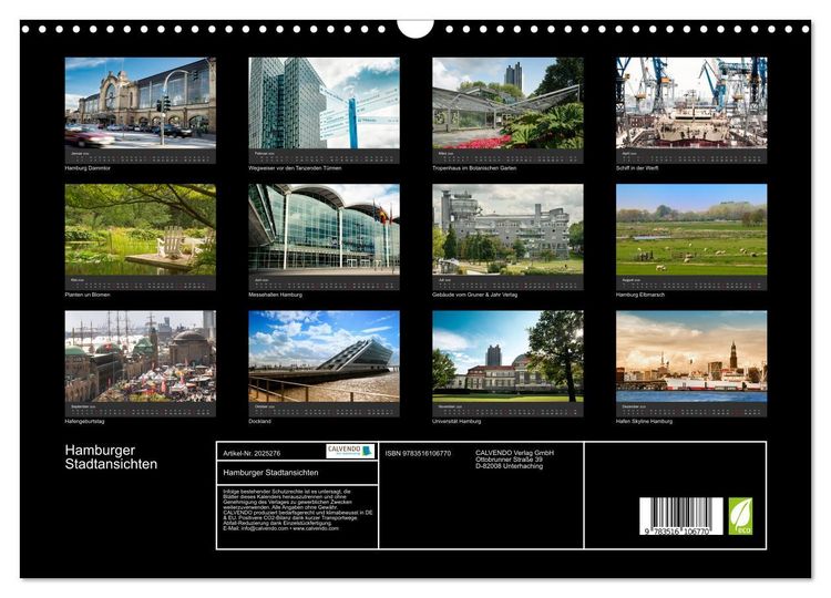Produktbild: Hamburger Stadtansichten (Wandkalender 2026 DIN A3 quer), CALVENDO Monatskalender