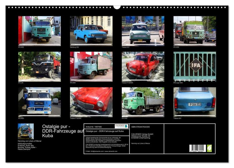 Produktbild: Ostalgie pur - DDR-Fahrzeuge auf Kuba (Wandkalender 2026 DIN A2 quer), CALVENDO Monatskalender